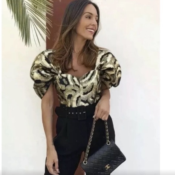 Zara Gold Brocade Top - Picture 1 of 6